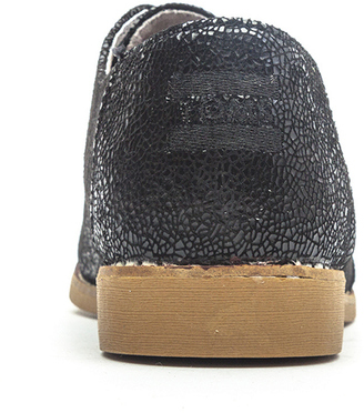 Toms Brogue Womens - Black Crackled Leather