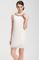 Thumbnail for your product : Donna Ricco Embellished Neck Chiffon Shift Dress