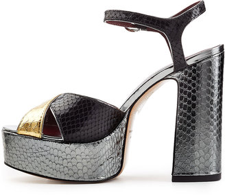 Marc by Marc Jacobs Embossed Leather Platform Sandals