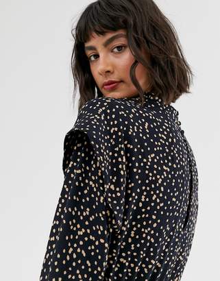 And other stories & high neck asymetric hem dress in confetti print