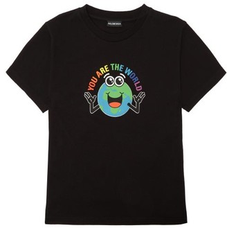 Balenciaga Kids You Are The World-print Cotton-jersey T-shirt - Black Multi
