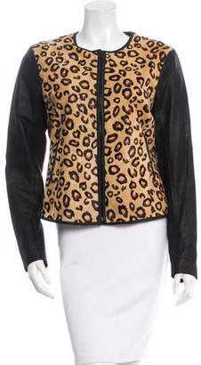 Theory Leopard Print Leather Jacket