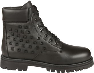 Valentino Rockstud Lace-Up Boots
