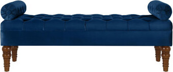 Mercer41 Velvet Long Bed Bench For Bedroom,Upholstered Window Bench With Tufted Button,Entryway Bench,Bolster Bench For Living Room