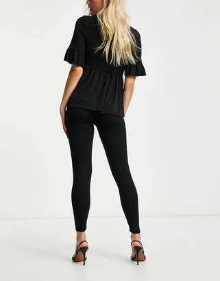 Flounce London Maternity Flounce Maternity over the bump supersoft leggings in black
