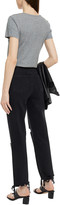 Thumbnail for your product : J Brand Jules leather-trimmed distressed high-rise straight-leg jeans