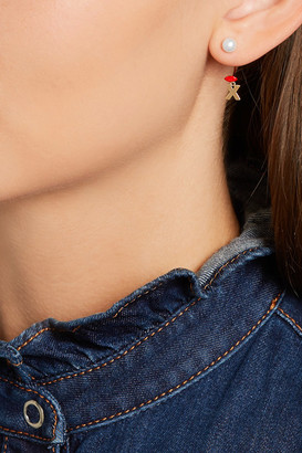Delfina Delettrez Abc 18-karat Gold, Pearl And Enamel Earring