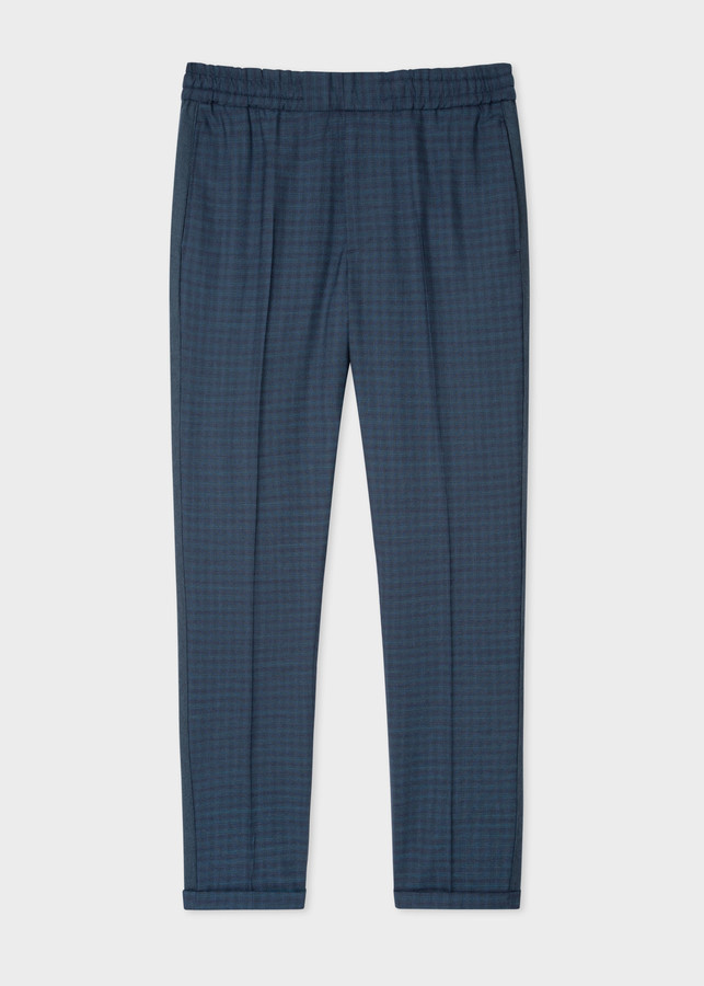 Paul Smith Men's Blue Wool Check Drawstring Trousers - ShopStyle Chinos ...