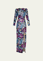 Thumbnail for your product : J. Mendel Floral-Embroidered Sequined Column Gown