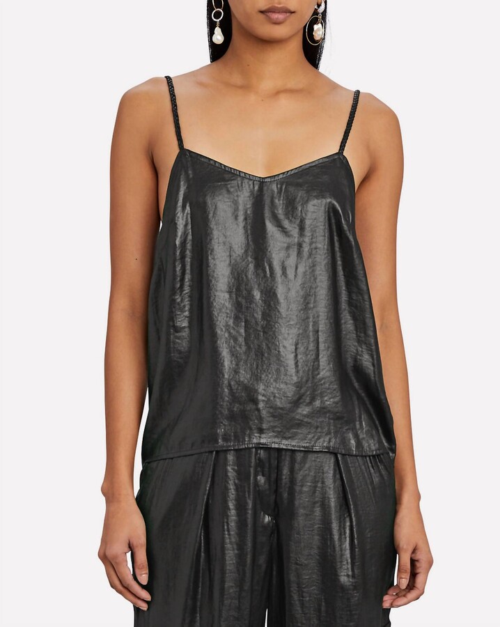 The Range Lucid Satin Camisole Top In Black