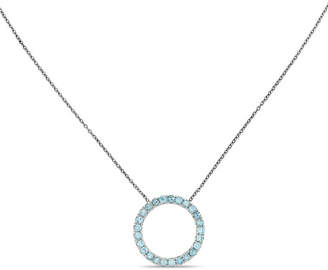 Zales Stackable Expressionsa Blue Topaz Circle Medium Slide Charm Pendant in Sterling Silver