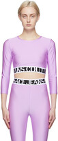 Thumbnail for your product : Versace Jeans Couture Purple Shiny Cropped Long Sleeve T-Shirt