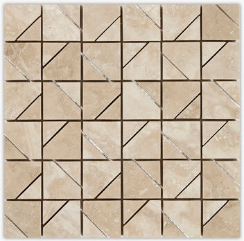 Tile Point Noce, Honed Berlin Travertine Mosaic