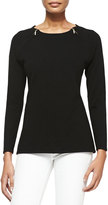Thumbnail for your product : Sofia Cashmere Cashmere Pullover Sweater with Shoulder Zips