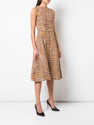 Adam Lippes Check Tweed Fluted Dress