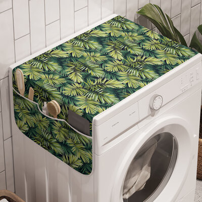 East Urban Home Palm Leaves Washing Machine Organizer Pack of 2 47" x 18.5" Emerald Apple Green