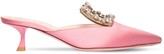 Thumbnail for your product : Roger Vivier 45mm Broche Embellished Satin Mules