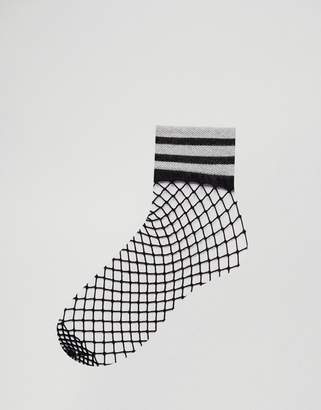 ASOS Fishnet Glitter Stripe Welt Socks