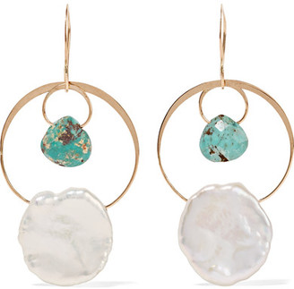 Melissa Joy Manning 14-karat Gold, Turquoise And Pearl Earrings - one size