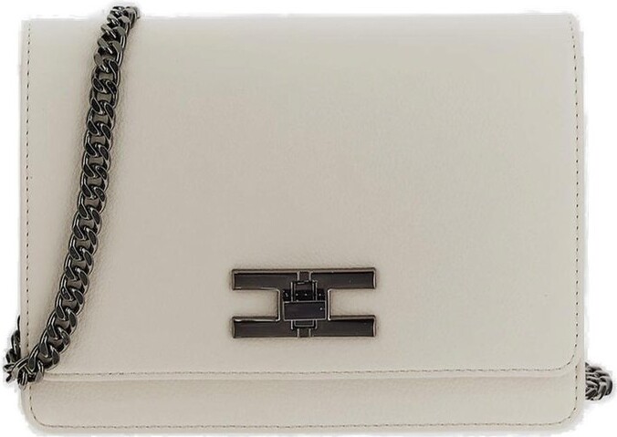 Elisabetta Franchi Logoed Turn-Lock Shoulder Bag - ShopStyle