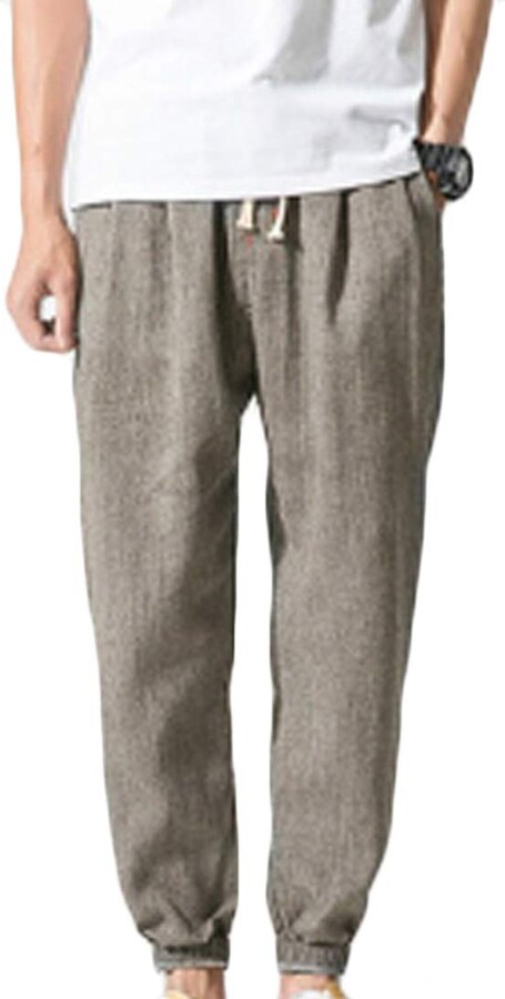 Inlefen Men's Beach Pants Summer Trousers Tether Harem Pants