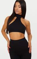 Thumbnail for your product : PrettyLittleThing Black Second Skin Halterneck Crop Top