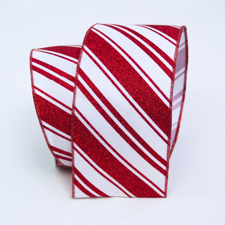 4" Red and White Stripe Wired Ribbon, Christmas Wired Ribbon, Valentine Wired Ribbon, Patriotic Wired Ribbon, Red White Stipe Ribbon,