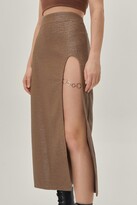 Thumbnail for your product : Nasty Gal Womens Textured Chain Midi Slit Skirt