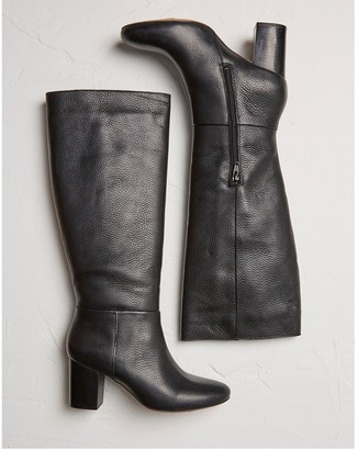 Fat Face Pennymoore Leather Knee High Boots - Black