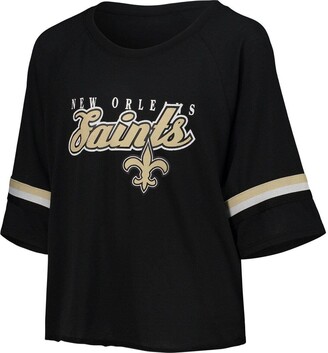 Outerstuff Juniors Black New Orleans Saints Burnout Raglan Half-Sleeve T-Shirt