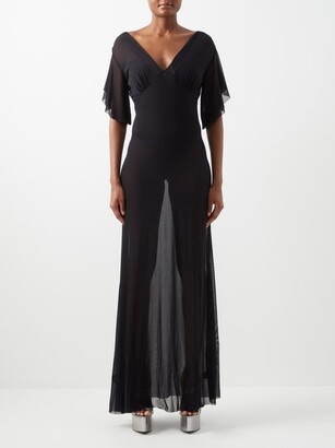 Norma Kamali - Angel V-neck Jersey-mesh Gown - Black