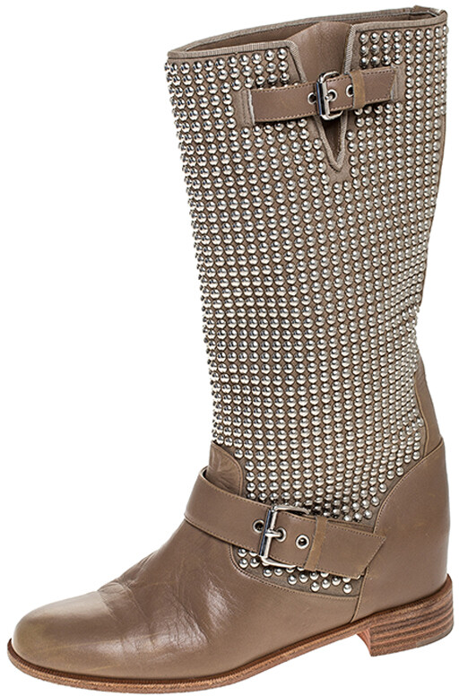 studded buckle boots louboutin