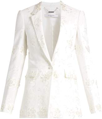Givenchy Floral-embroidery stretch-crepe jacket