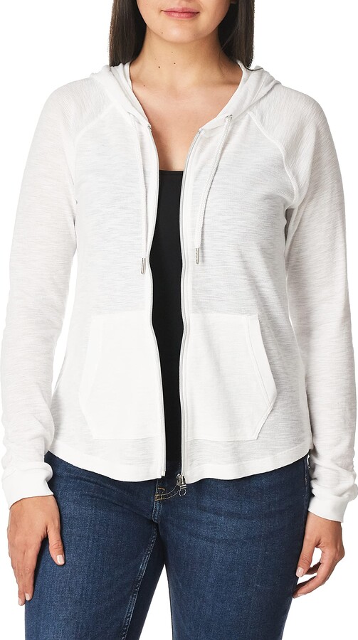 Calvin Klein Women's Premium Performance Ruched Long Sleeve Zip Up Hoodie  (Standard and Plus) - ShopStyle