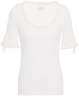 Thumbnail for your product : 3.1 Phillip Lim Lace-up Frayed Ribbed Wool Top