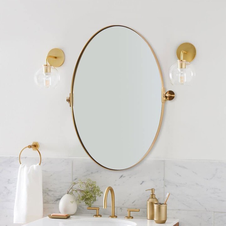 ANDY STAR 25 x 38 Inch Large Oval Pivoting Adjustable Vanity Mirror