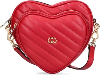 Gucci Girls' Metallic Leather Heart Crossbody Bag, Pink