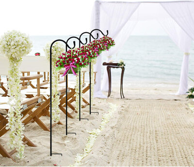 Arlmont & Co. Shepherd's Hooks - Set Of 4 Extendable Garden Planter Stakes For Bird Feeders, Outdoor Décor, Plants, Lights, Lanterns, Flower Baskets, And More (4 Pa