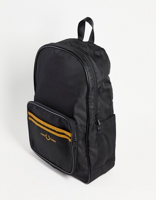 Fred Perry twin tipped backpack in black/ gold - ShopStyle