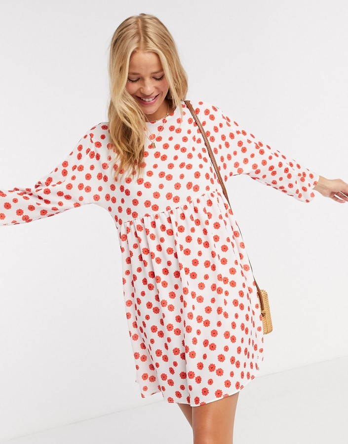 asos embellished mesh fluted sleeve smock mini dress