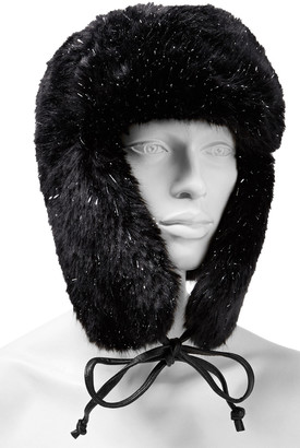 Eugenia Kim Owen Leather-trimmed Tinsel And Faux Fur Trapper Hat