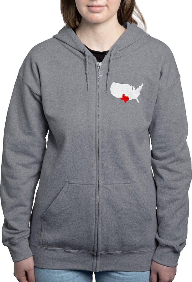 CafePress State Highlited Texas Sweatshirt Women's Zip-up Hooded Sweatshirt Navy