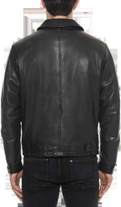 Forzieri Black Padded Leather Men's Zippered Jacket