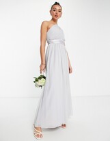 Thumbnail for your product : Little Mistress Bridesmaid chiffon maxi dress in grey