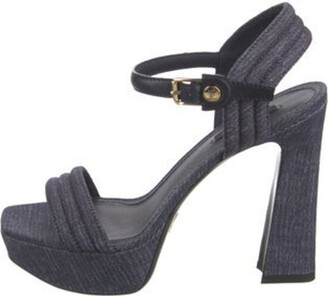 Louis Vuitton Blue Suede Flat Ankle-Strap Sandals Size 38