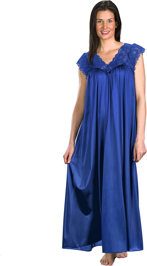 Shadowline Women's Silhouette Plus Size 53 Short Cap Sleeve Long Gown  Nightgown - ShopStyle