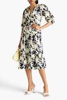 Thumbnail for your product : Diane von Furstenberg Camille gathered printed stretch-cotton poplin midi dress