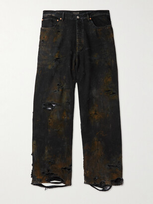 Balenciaga Super Destroyed Wide-Leg Distressed Jeans - ShopStyle
