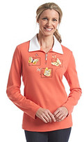 Thumbnail for your product : Breckenridge® Half Zip Embroidered Pullover Flutterflies
