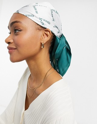 ASOS DESIGN polysatin medium headscarf in monogram print - BROWN
